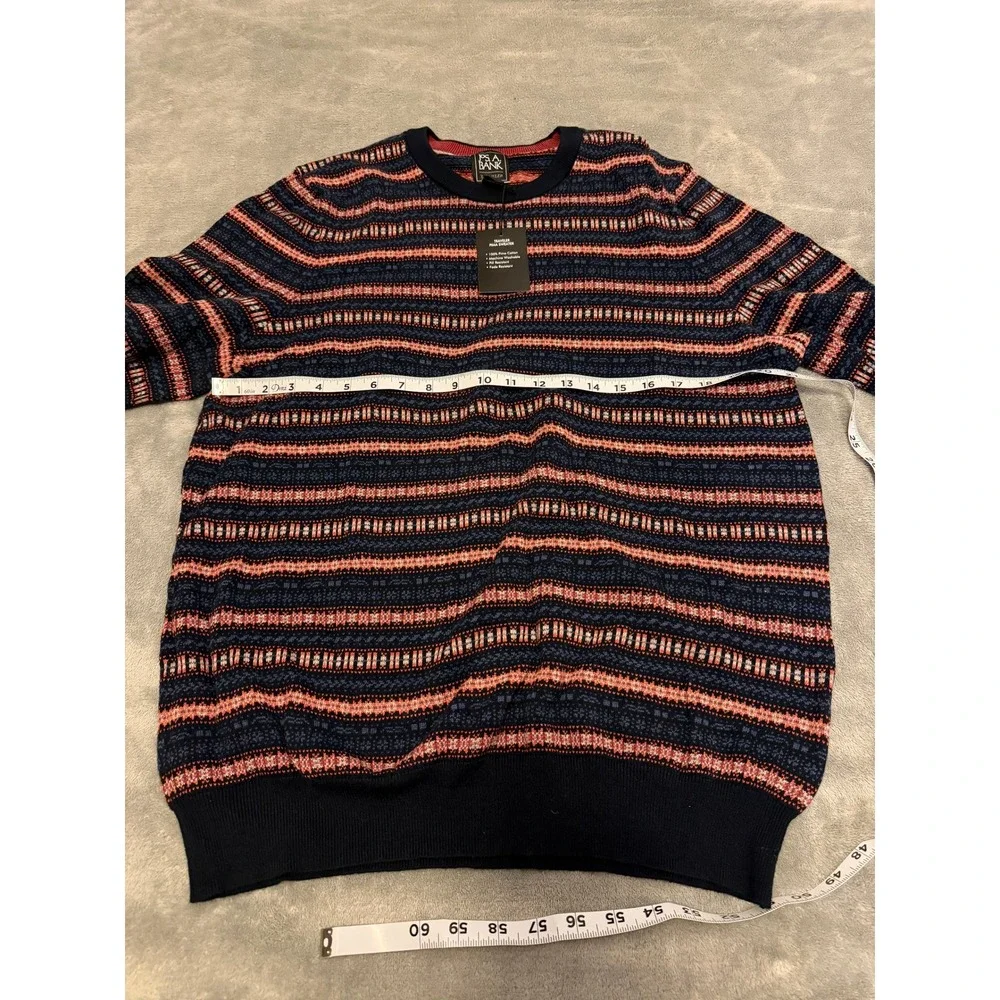 Jos A Bank Traveler Pima Cotton Mens XL‎ Crew Neck Striped Sweater
